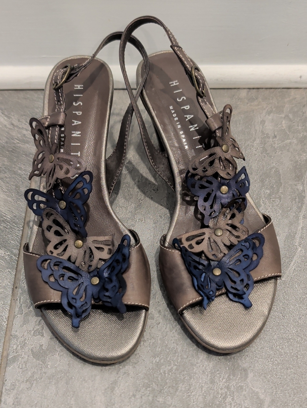 New Hispanitas Leather Butterfly Slingback Sandals